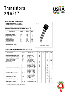 2N6517 Datasheet PDF Usha Ltd 