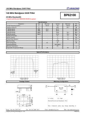 BP62100 Datasheet PDF Vanlong Technology Co., Ltd.