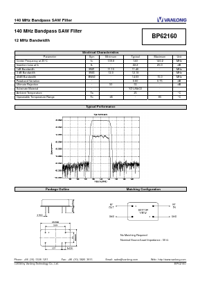 BP62160 Datasheet PDF Vanlong Technology Co., Ltd.