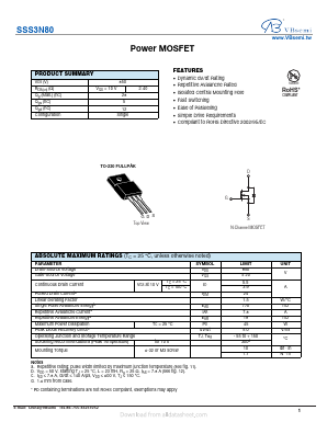 SSS3N80 Datasheet PDF VBsemi Electronics Co.,Ltd