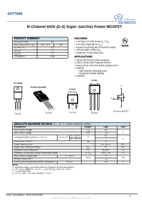 AOT7N65 Datasheet PDF VBsemi Electronics Co.,Ltd