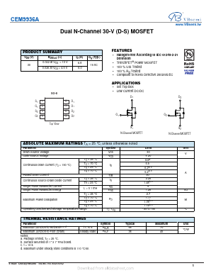 CEM9936A Datasheet PDF VBsemi Electronics Co.,Ltd
