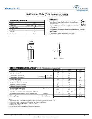 3N50ZG Datasheet PDF VBsemi Electronics Co.,Ltd