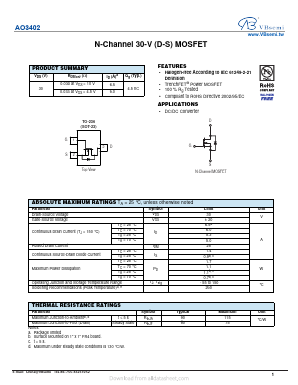 AO3402 Datasheet PDF VBsemi Electronics Co.,Ltd
