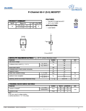 2SJ529S Datasheet PDF VBsemi Electronics Co.,Ltd