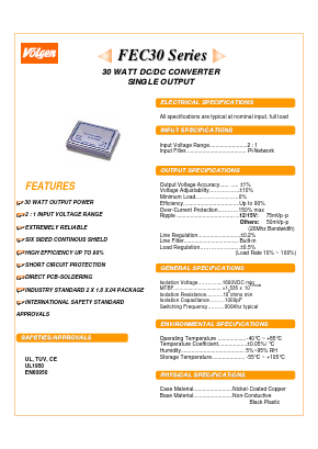 FEC30-48S2P5 Datasheet PDF Volgen Kaga Electronics Inc.