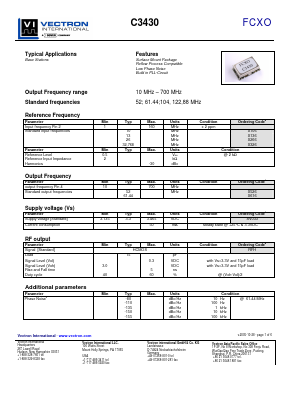 C3430 Datasheet PDF Vectron International
