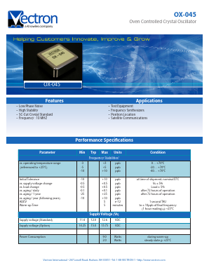 OX-045 Datasheet PDF Vectron International