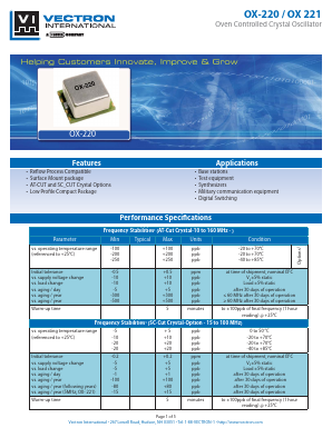 OX-2200-DEE-258 Datasheet PDF Vectron International