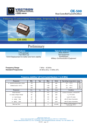 OX-40X0-DAE-1072-10 Datasheet PDF Vectron International