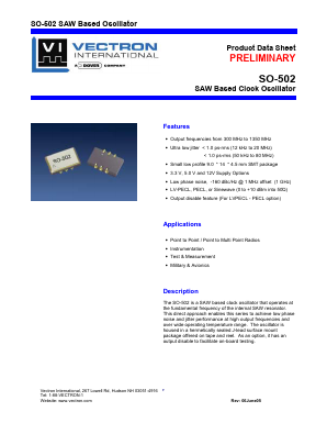SO-502-CGC-LNN300 Datasheet PDF Vectron International