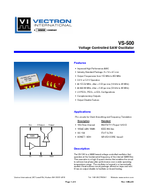 VS-500-KFF-HNN627.3296 Datasheet PDF Vectron International