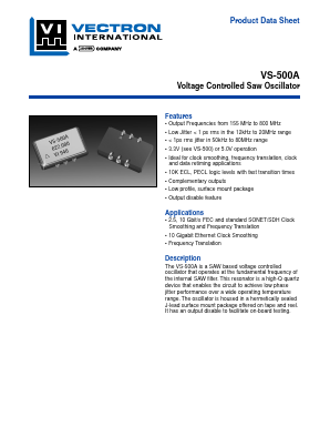 VS-500A Datasheet PDF Vectron International