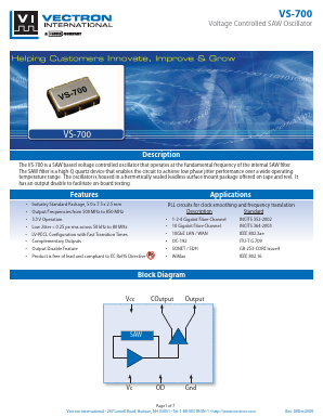 VS-700-LFF-HNN Datasheet PDF Vectron International