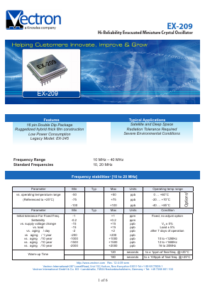 EX-209-CAF-107FB Datasheet PDF Vectron International