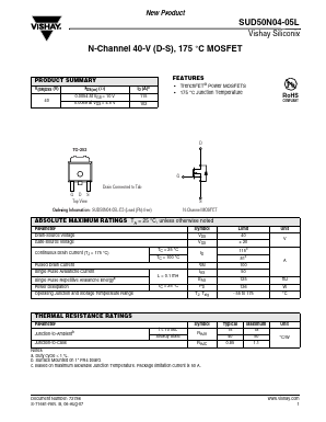 SUD50N04-05L-E3 Datasheet PDF Vishay Semiconductors