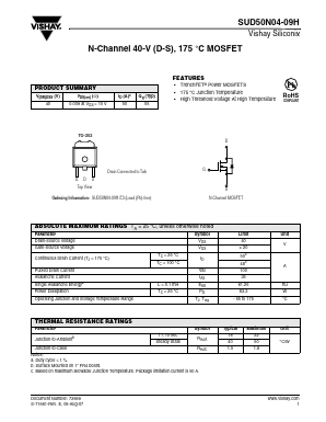 SUD50N04-09H Datasheet PDF Vishay Semiconductors