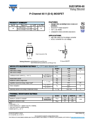 SUD19P06-60-GE3 Datasheet PDF Vishay Semiconductors