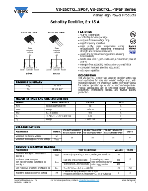 25CTQ040-1PBF Datasheet PDF Vishay Semiconductors