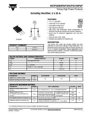 40CPQ080PBF Datasheet PDF Vishay Semiconductors