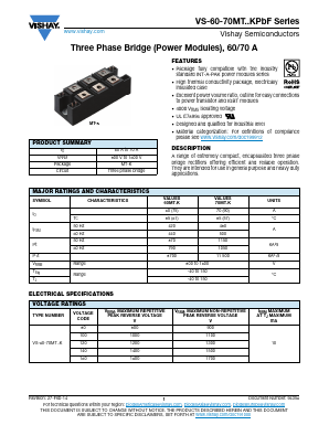 VS-70MT160KPBF Datasheet PDF Vishay Semiconductors
