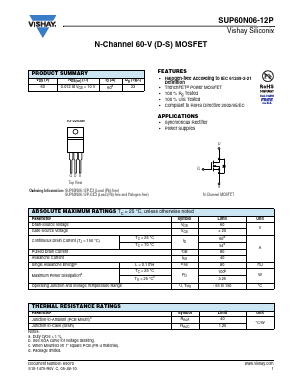 SUP60N06-12P-GE3 Datasheet PDF Vishay Semiconductors