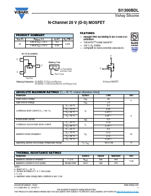 SI1300BDL-T1-E3 Datasheet PDF Vishay Semiconductors
