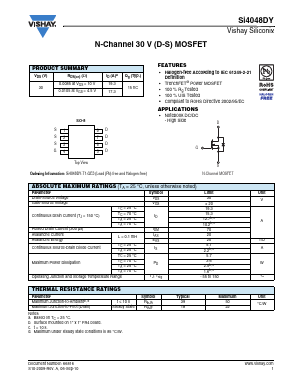 SI4048DY Datasheet PDF Vishay Semiconductors