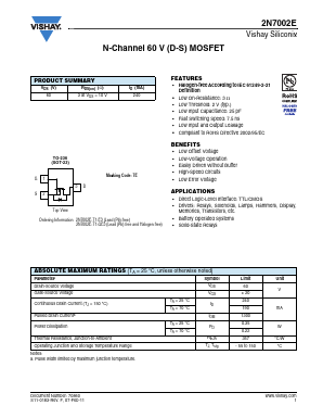 2N7002E-T1-E3 Datasheet PDF Vishay Semiconductors