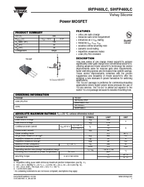 IRFP460LC Datasheet PDF Vishay Semiconductors