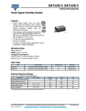 BAT43W-V Datasheet PDF Vishay Semiconductors