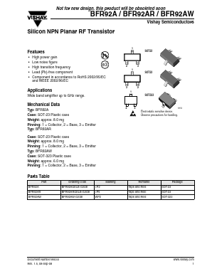 BFR92AR Datasheet PDF Vishay Semiconductors