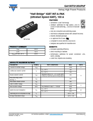 GA100TS120UPBF Datasheet PDF Vishay Semiconductors