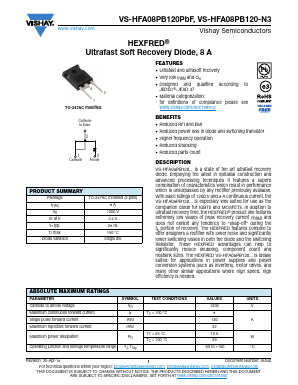 HFA08PB120PBF Datasheet PDF Vishay Semiconductors