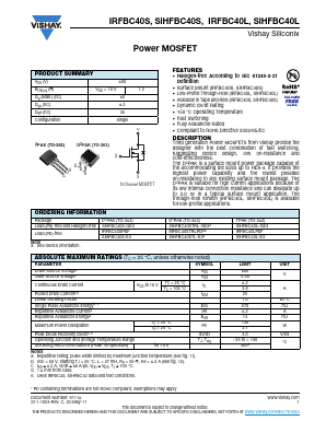 IRFBC40SPBF Datasheet PDF Vishay Semiconductors