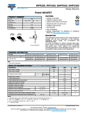 IRFR320 Datasheet PDF Vishay Semiconductors