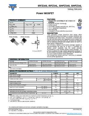 IRFZ34L Datasheet PDF Vishay Semiconductors