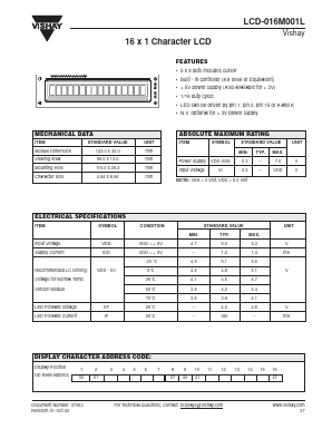 LCD-016M001L Datasheet PDF Vishay Semiconductors