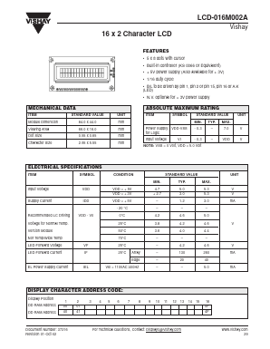 LCD-016M002A Datasheet PDF Vishay Semiconductors