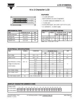 LCD-016M002L Datasheet PDF Vishay Semiconductors