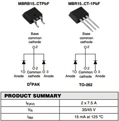 MBRB1545CTPBF Datasheet PDF Vishay Semiconductors