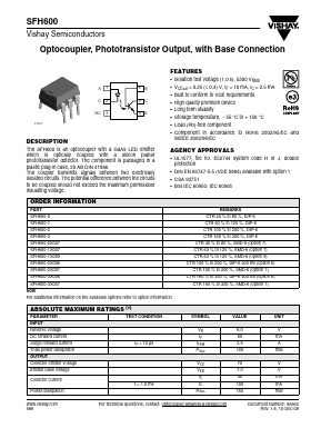 SFH600 Datasheet PDF Vishay Semiconductors