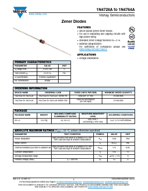 1N4728A-TR Datasheet PDF Vishay Semiconductors