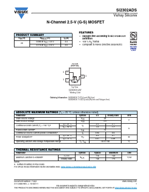 SI2302ADS Datasheet PDF Vishay Semiconductors
