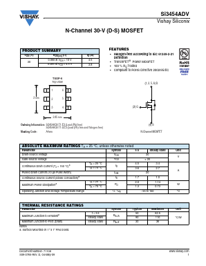 SI3454ADV Datasheet PDF Vishay Semiconductors