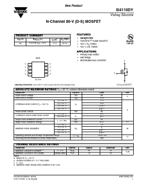 SI4110DY Datasheet PDF Vishay Semiconductors