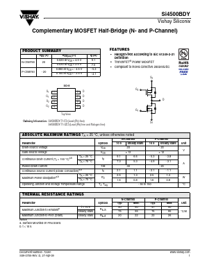 SI4500BDY-T1-E3 Datasheet PDF Vishay Semiconductors