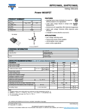 IRFP21N60LPBF Datasheet PDF Vishay Semiconductors