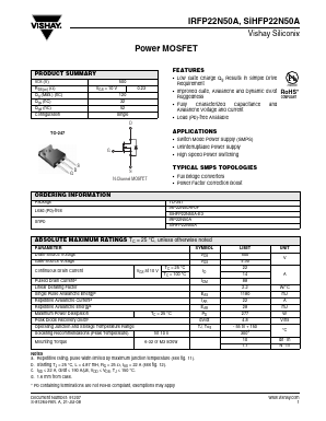 IRFP22N50A Datasheet PDF Vishay Semiconductors