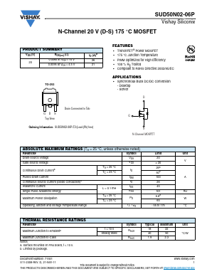 SUD50N02-06P Datasheet PDF Vishay Semiconductors